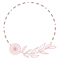 Fototapeta premium Doodle Floral Circle Frame Border