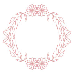 Doodle Floral Circle Frame Border