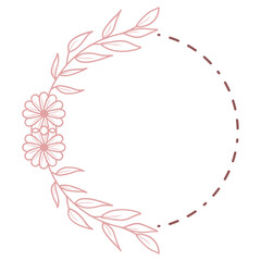 Doodle Floral Circle Frame Border