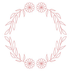 Doodle Floral Circle Frame Border
