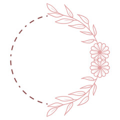 Doodle Floral Circle Frame Border