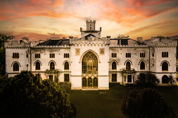 Fototapeta premium Russovce skyline sunset and ruins