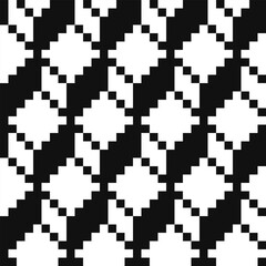 Abstract seamless fashion trend pattern fabric textures, black and white geometric pattern, pixel art vector monochrome illustration. Design for web and mobile app.