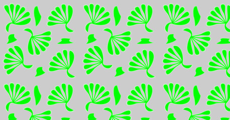 Seamless pattern drawn green leaves on a gray background abstraction. EPS10 vector