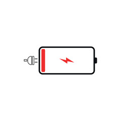 Cell phone battery charging flat vector icon.