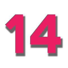 number Fourteen 14 red color sign symbol numbers 