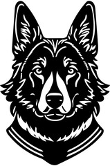 Black and white mascot logo illustration of a german shepherd dog head