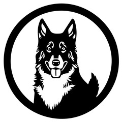Black and white mascot logo illustration of a german shepherd dog head