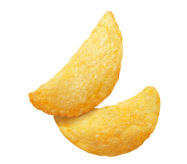 Two delicious potato chips cut out