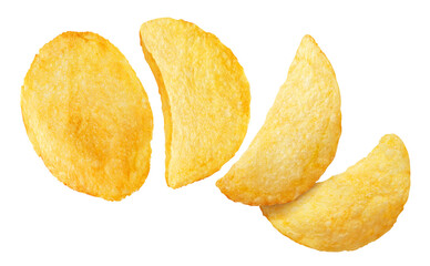 Flying potato chips cut out