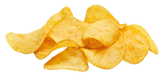 Tasty potato chips cut out