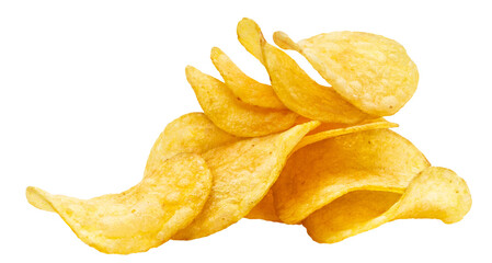 Tasty potato chips cut out