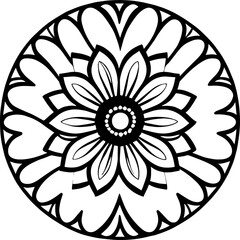 Flower clipart vector design black and white