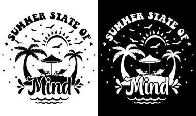 Obraz premium Summer State Of Mind SVG File, Beach Summer Bundle SVG, Beach Summer Quote Svg, Hello Sweet Summer Svg, Beach Life Svg, Silhouette Cricut