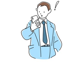 スマホを見てひらめくスーツ姿の男性ビジネスパーソン