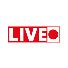 Red live button icon on a Transparent Background