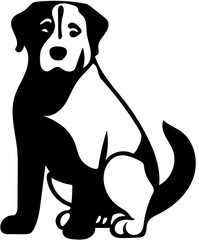 Black and white vector logo illustration of a labrador dog