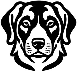 Black and white vector logo illustration of a labrador dog