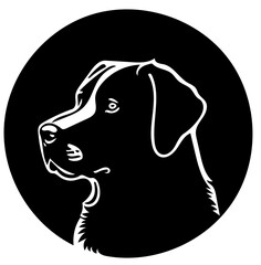 Black and white vector logo illustration of a labrador dog
