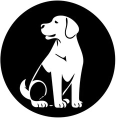 Black and white vector logo illustration of a labrador dog