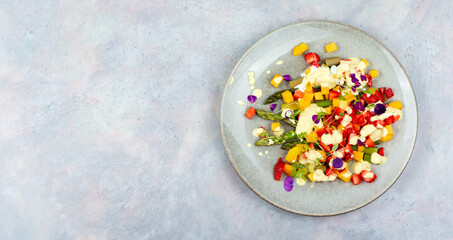 Salad with berries and asparagus,recipe place.