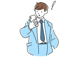 スマホを見てひらめく制服姿の男子高校生