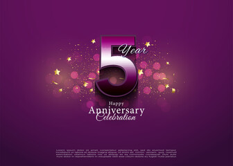 5th anniversary in purple color concept. vector premium design.