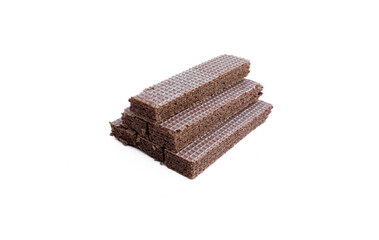 Chocolate wafers isolated on white background, after some edits.