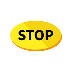 Stop Button In Yellow Duo Tone Oval Shape
