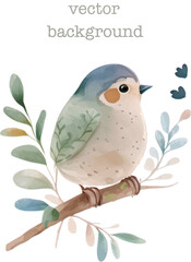 bird nature watercolor neutral colors for kids simple drawing childish cute