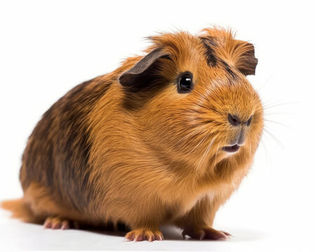 photo of guinea pig isolated on white background. Generative AI