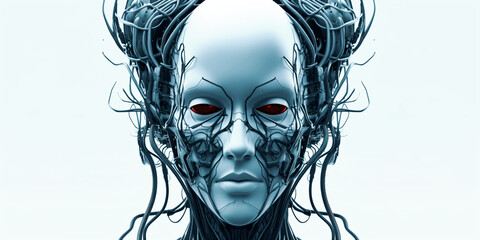 biomechanical humanoid portrait, generative ai 