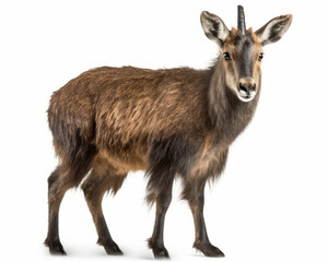 Fototapeta premium photo of goral (genus Naemorhedus) isolated on white background. Generative AI
