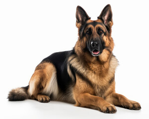 photo of German Shepherd isolated on white background. Generative AI