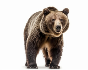 Fototapeta premium photo of grizzly bear isolated on white background. Generative AI