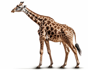 photo of giraffe isolated on white background. Generative AI