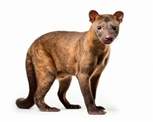 photo of fossa (Cryptoprocta ferox) isolated on white background. Generative AI