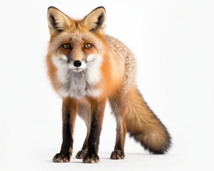 photo of fox isolated on white background. Generative AI