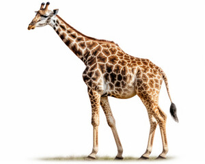 photo of giraffe isolated on white background. Generative AI