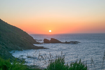 beautiful sunset on the sea of Algeria 