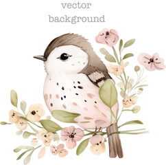 bird nature watercolor neutral colors for kids simple drawing childish cute