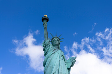 Fototapeta premium 真正面の自由の女神 - ニューヨークの象徴的ランドマーク