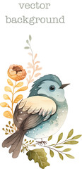 bird nature watercolor neutral colors for kids simple drawing childish cute