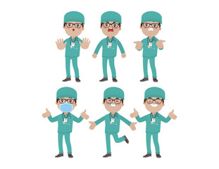 Set of doctor with different poses