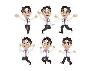 Set of doctor with different poses