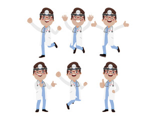Set of doctor with different poses