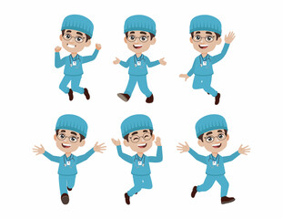 Set of doctor with different poses