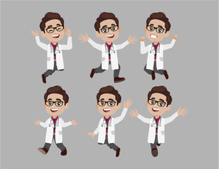 Fototapeta premium Set of doctor with different poses