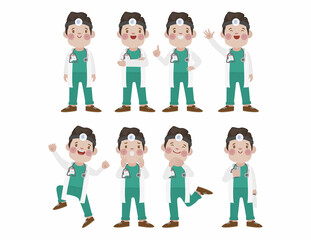 Set of doctor with different poses