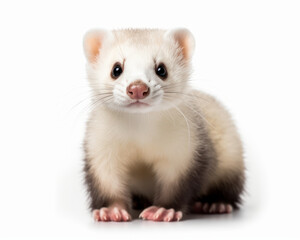 photo of ferret isolated on white background. Generative AI